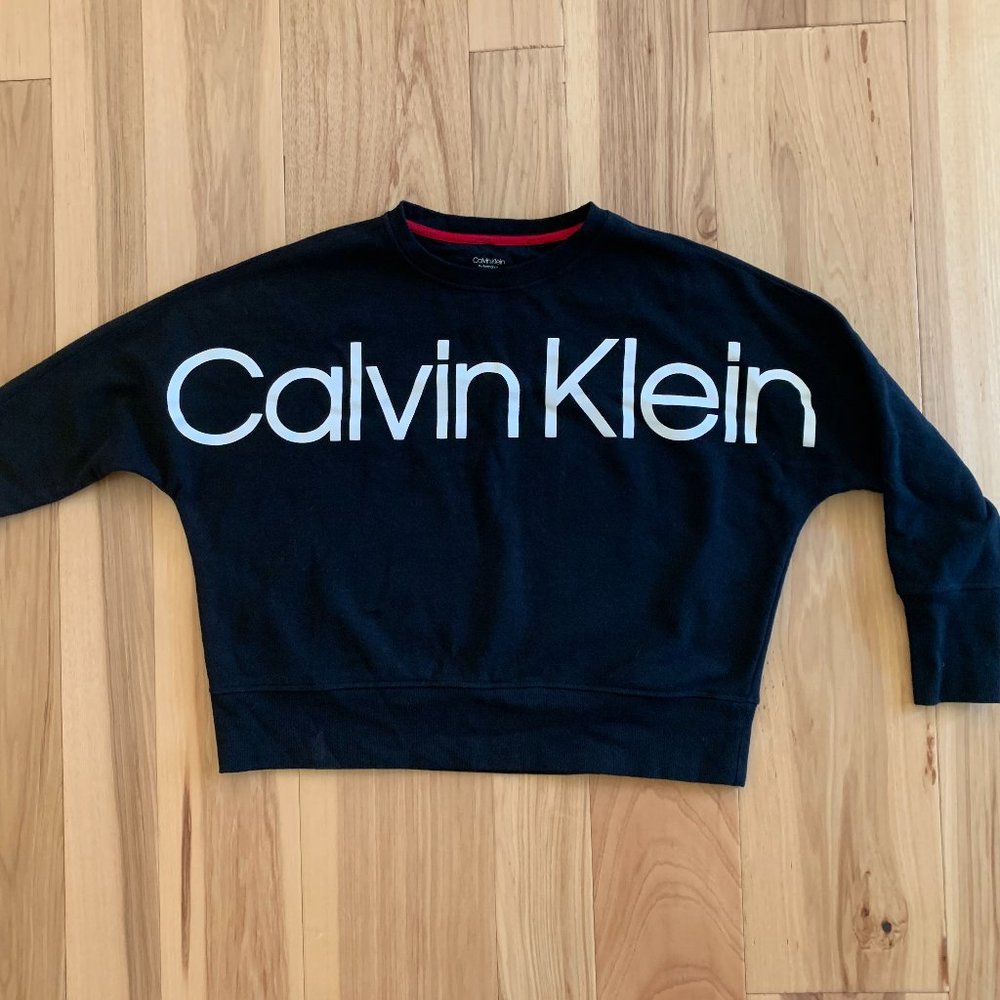 Calvin Klein Performance NWOT Black Cropped Sweatshirt, Size Large